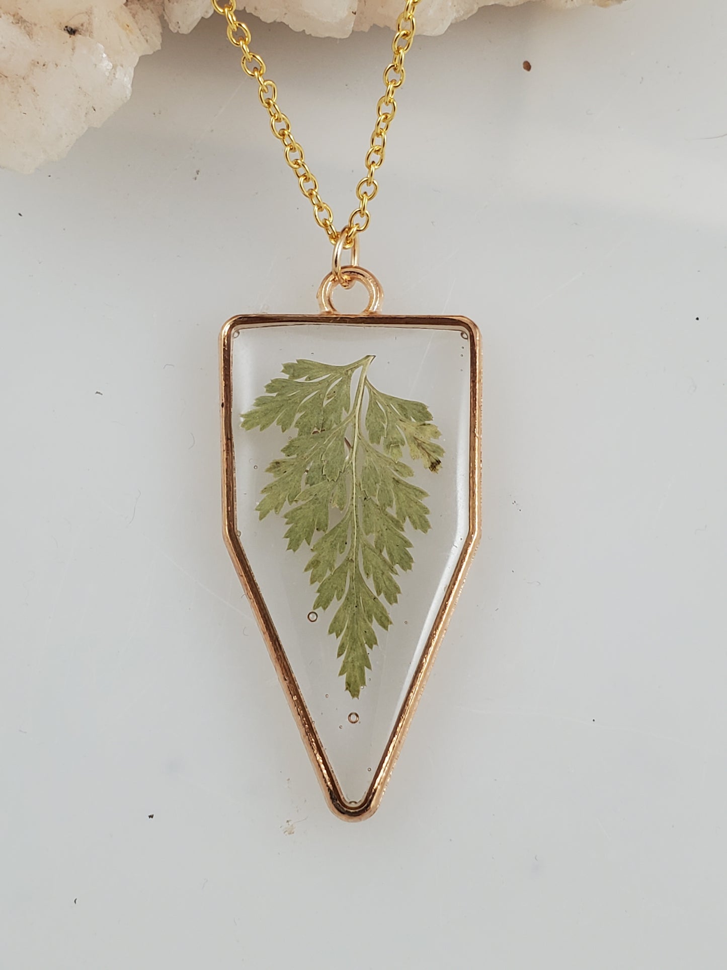 Minimalist Fern Botanical Resin Pendant