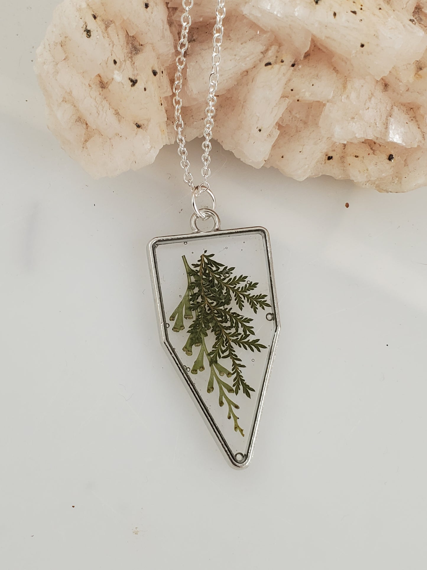 Layered Greens Botanical Resin Pendant