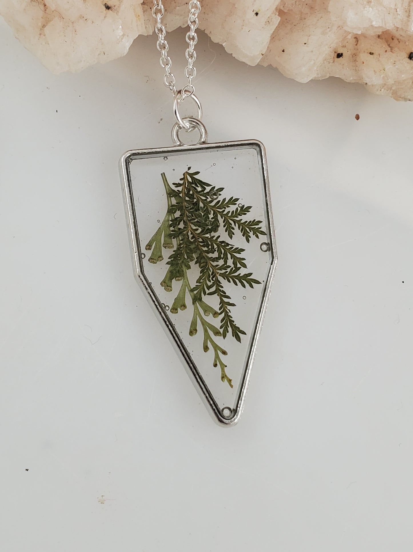 Layered Greens Botanical Resin Pendant