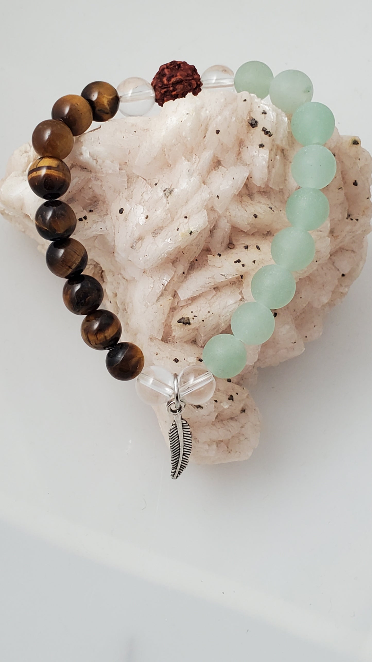 Tiger's Eye and Green Aventurine Gemstone Mala Bracelet