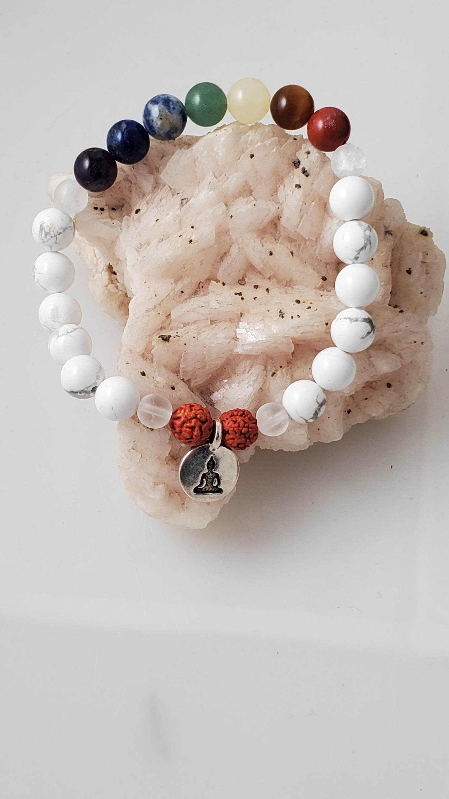 White Howlite Chakra Bead Mala Bracelet