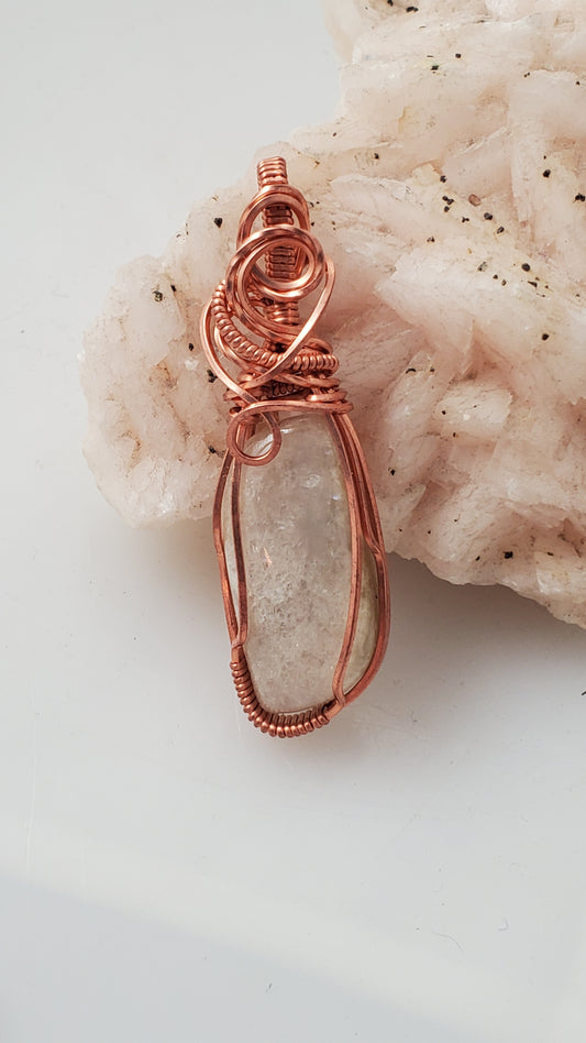 Moonstone Copper Wire Wrapped Pendant