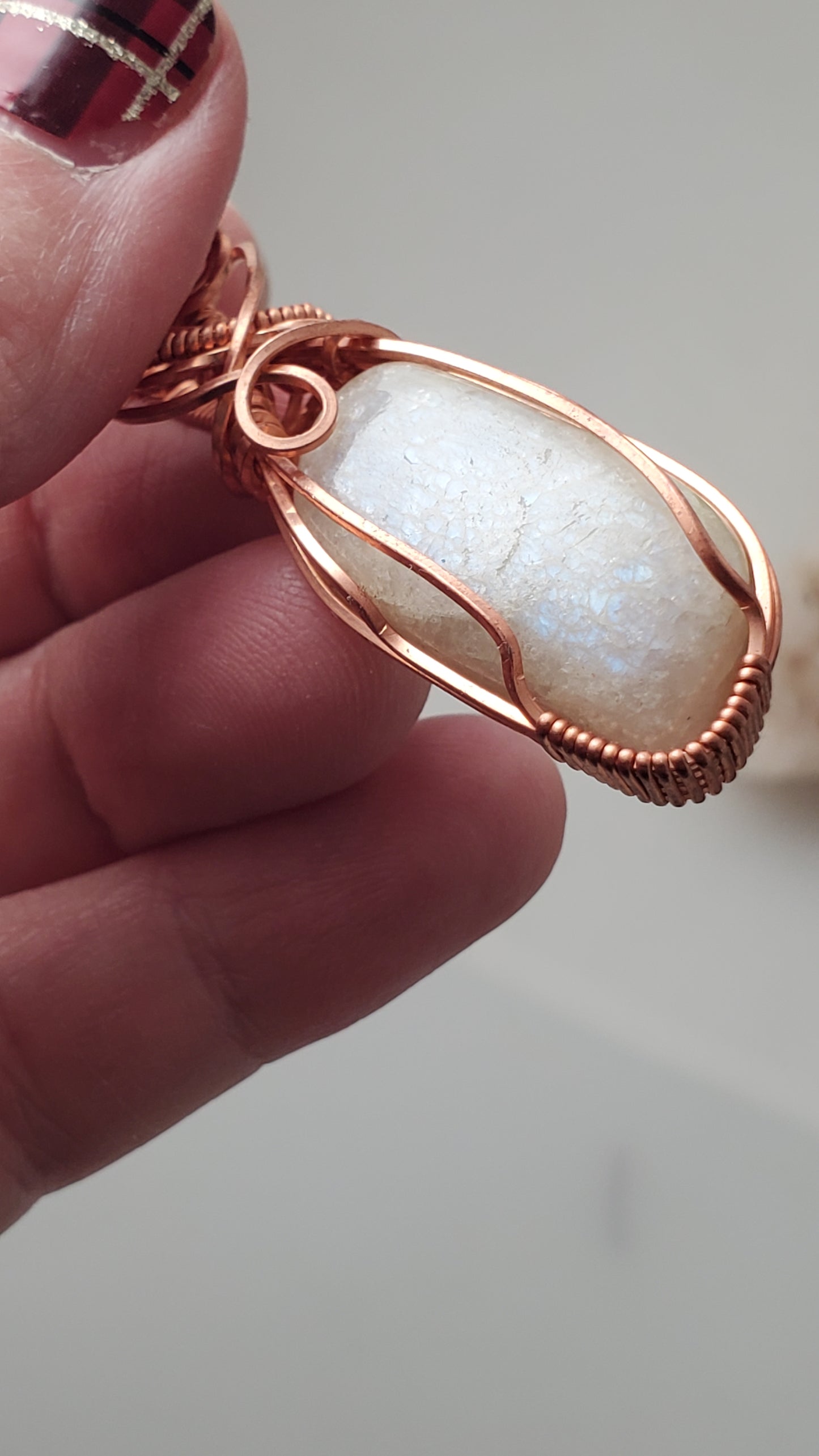 Moonstone Copper Wire Wrapped Pendant