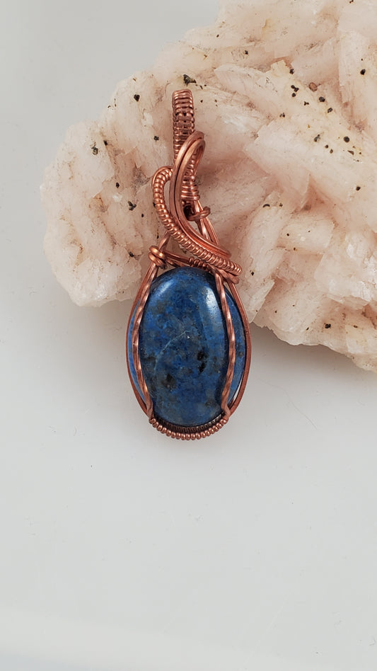 Lapis Lazuli Copper Wire Wrapped Pendant