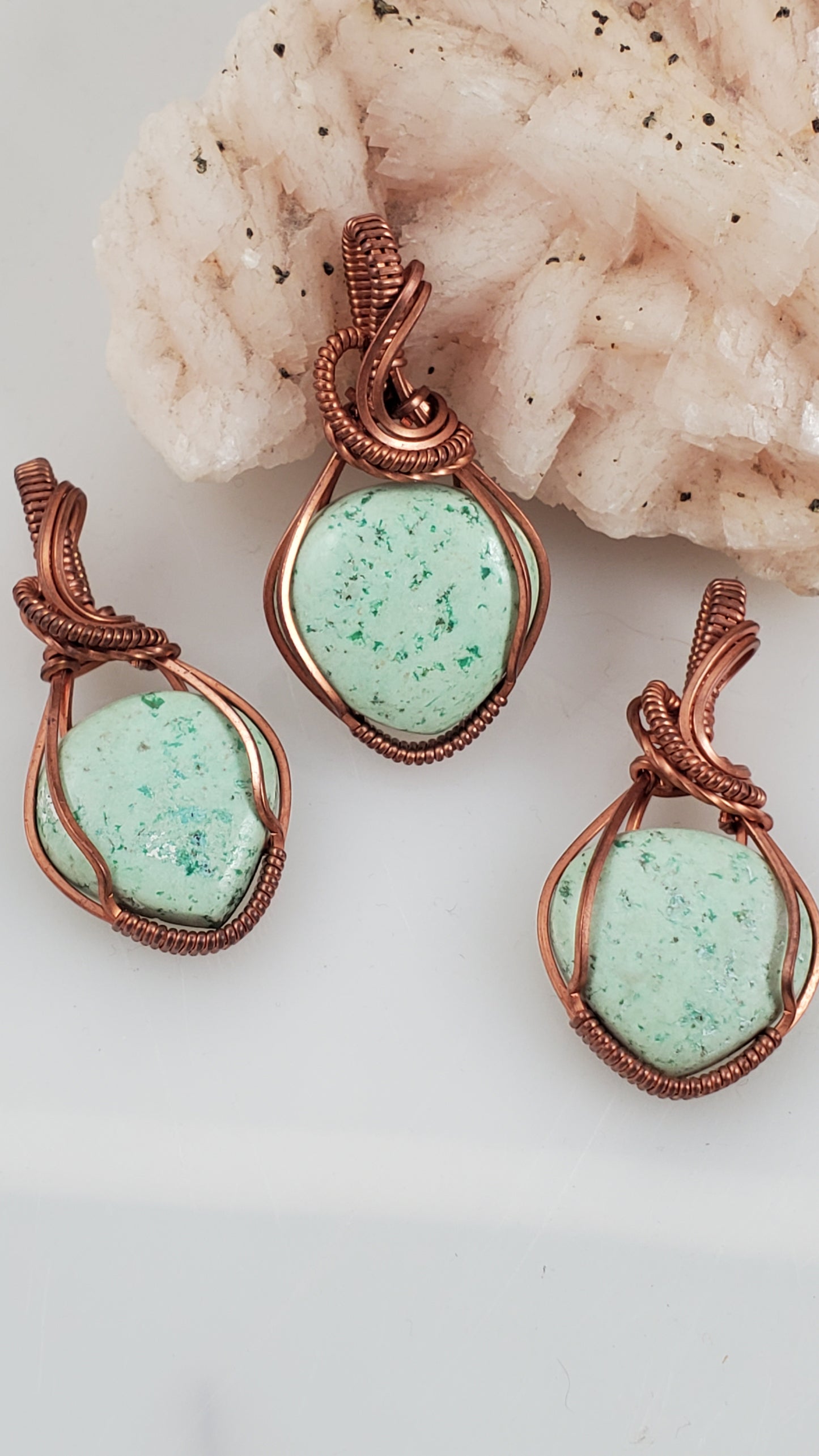 Opalized Chrysoprase Copper Wire Wrapped Pendant