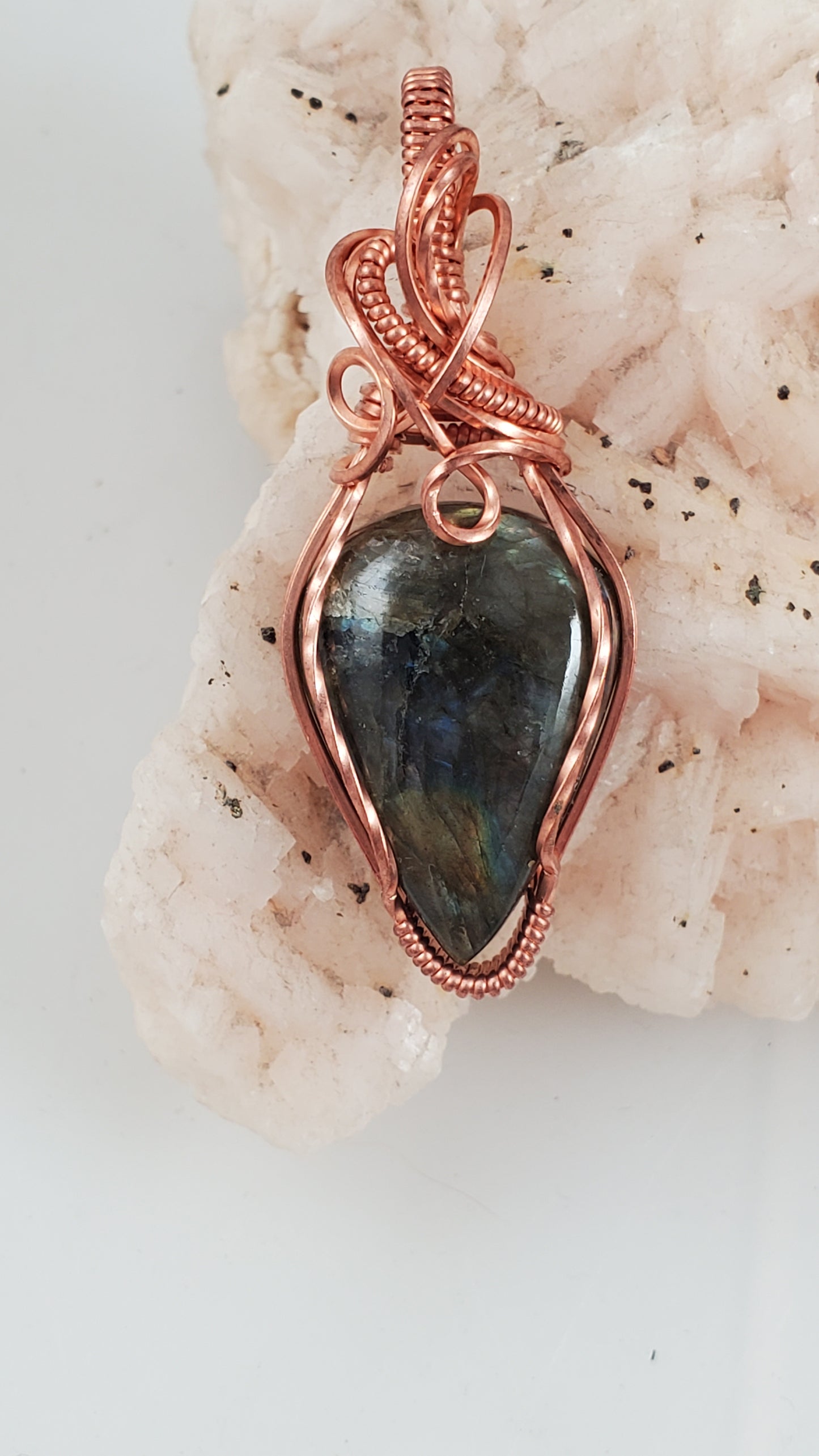 Labradorite and Copper Wire Wrapped Pendant