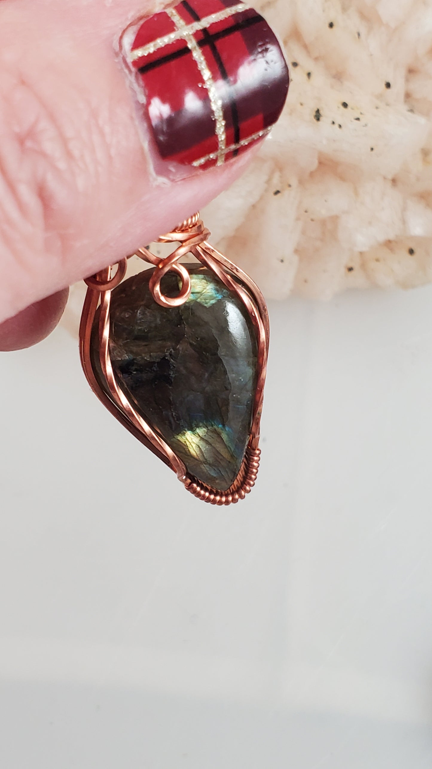 Labradorite and Copper Wire Wrapped Pendant