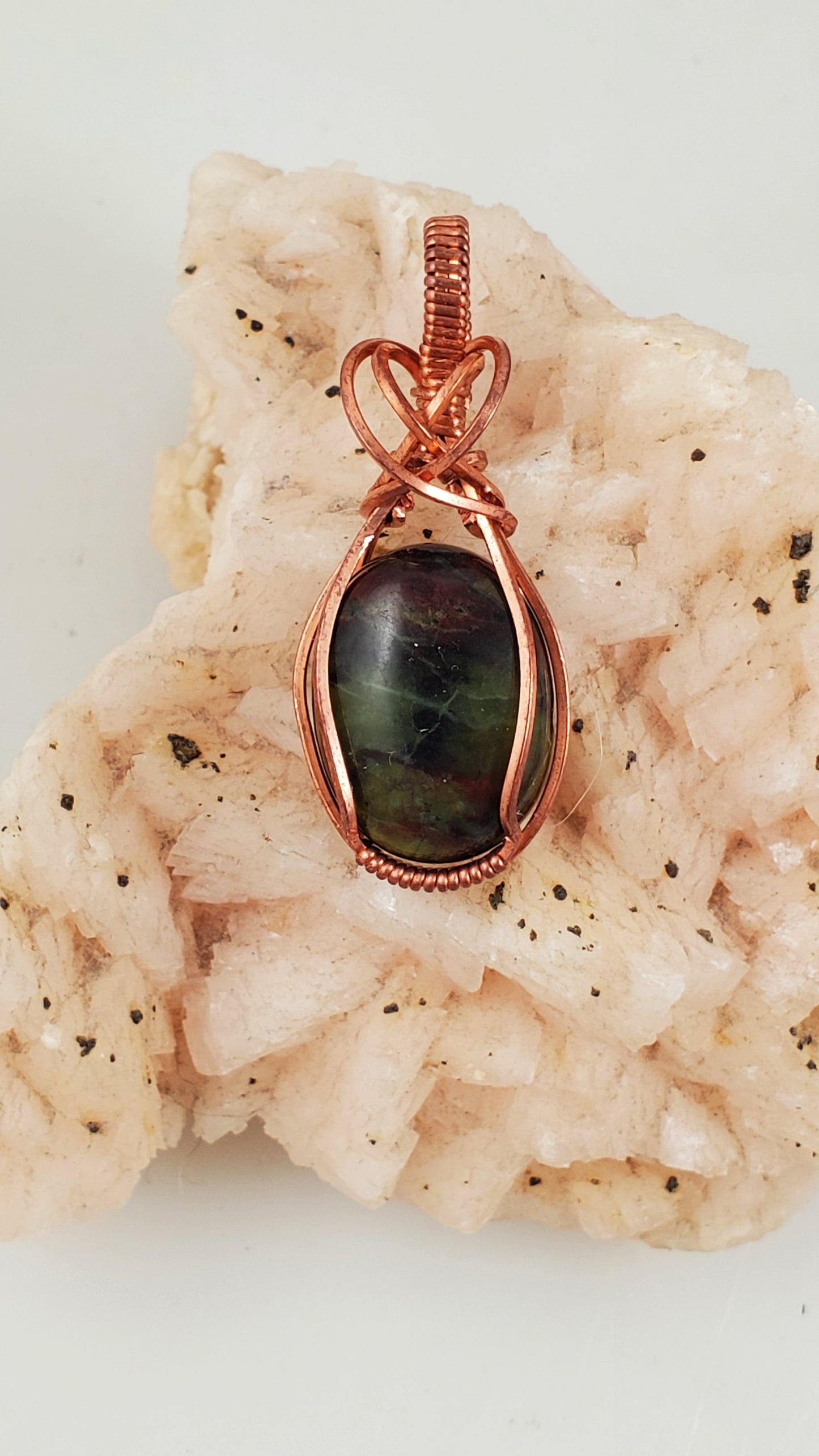 Natural Jasper Copper Wire Wrapped Pendant