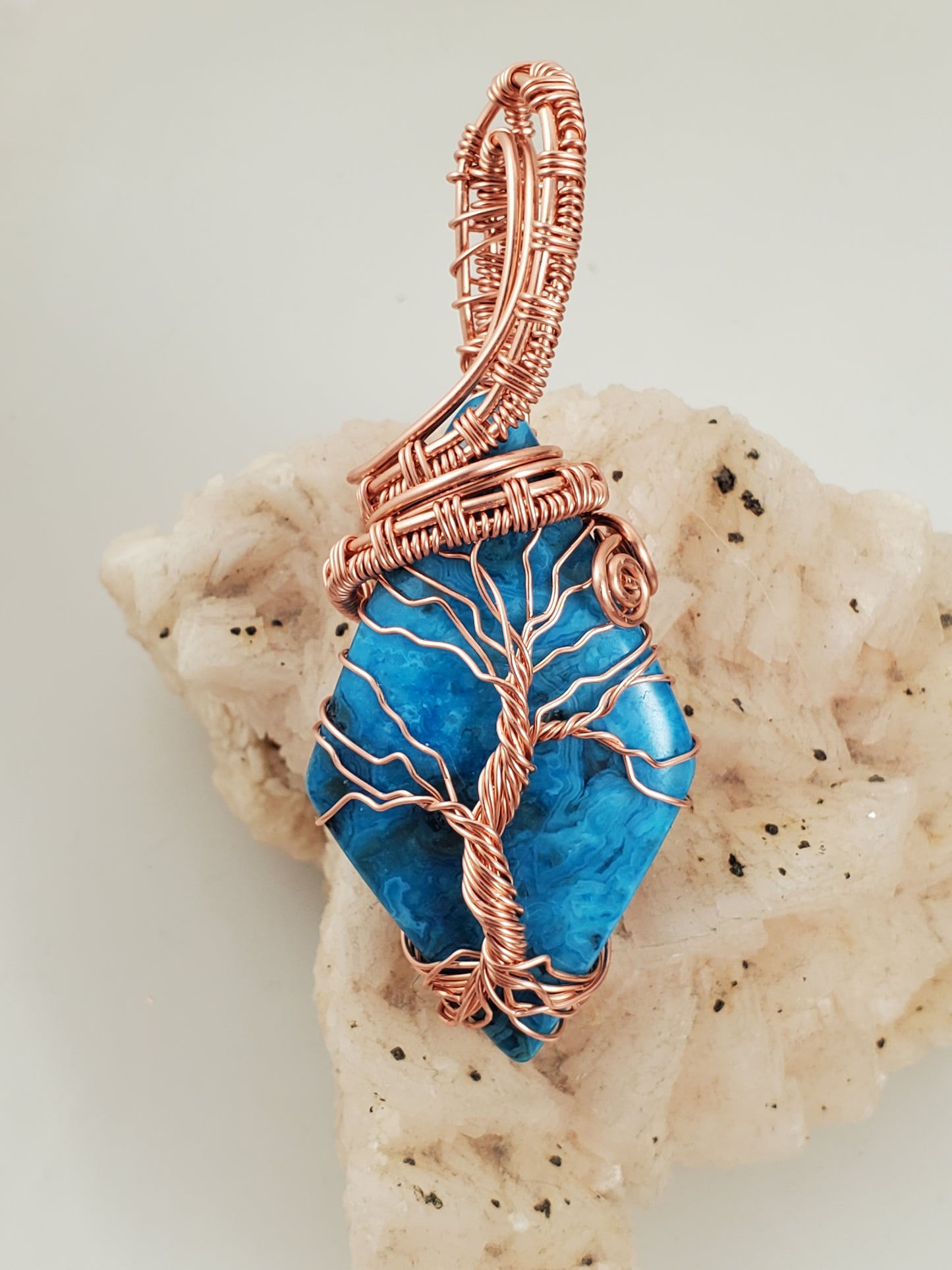 Copper and Gemstone Tree Of Life Pendant