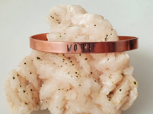 Woke Stamped Copper Cuff Bracelet