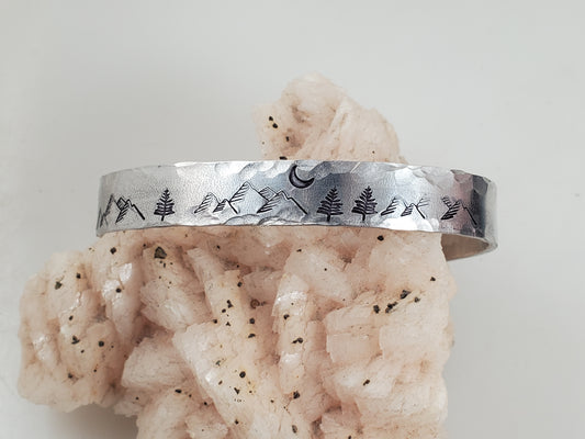 Mountain Girl Stamped Aluminum Cuff Bracelet