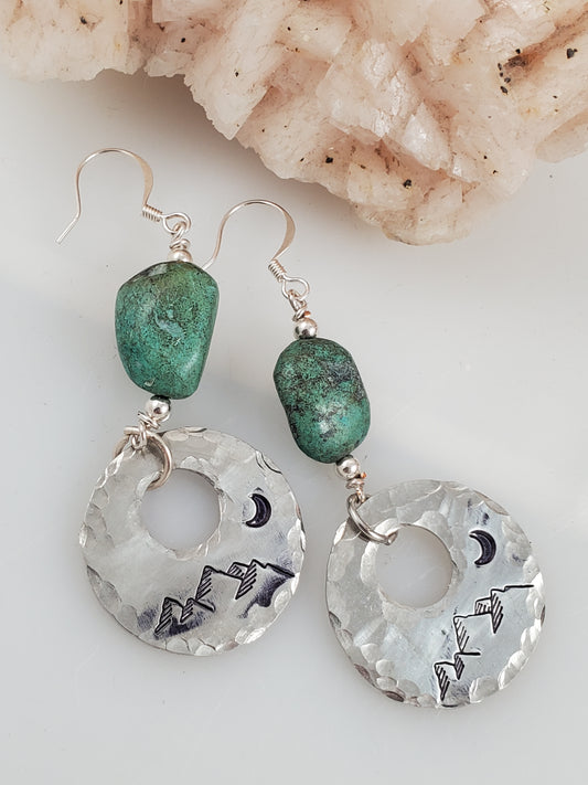 Stamped Turquoise Mountain Girl Earrings