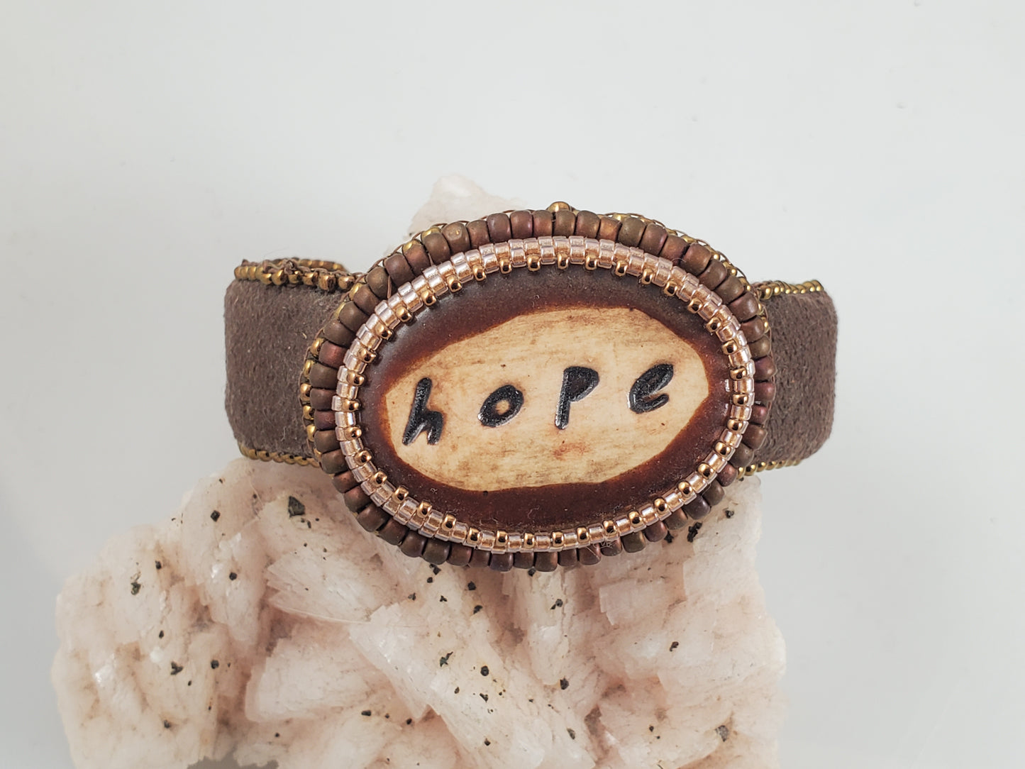 Hope Bead Embroidered Cuff Bracelet