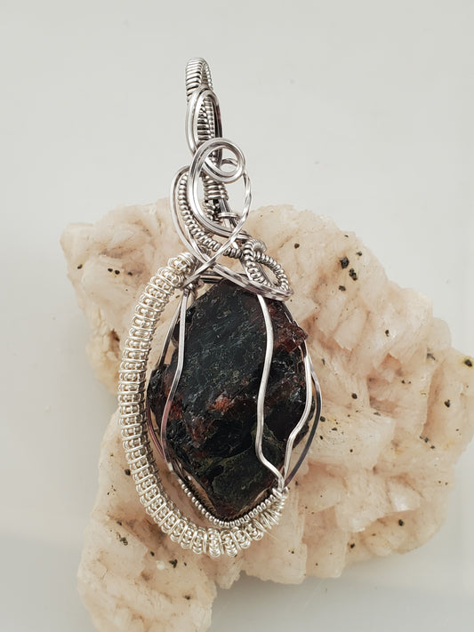 Adirondack Garnet Titanium Wire Wrapped Pendant