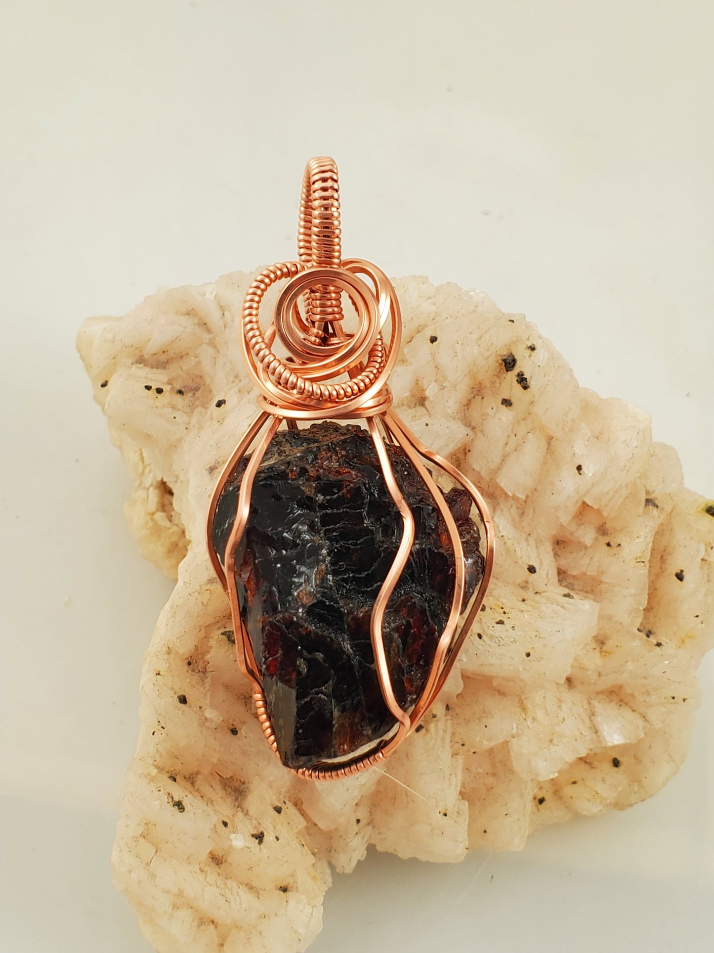 Adirondack Garnet Copper Wire Wrapped Pendant