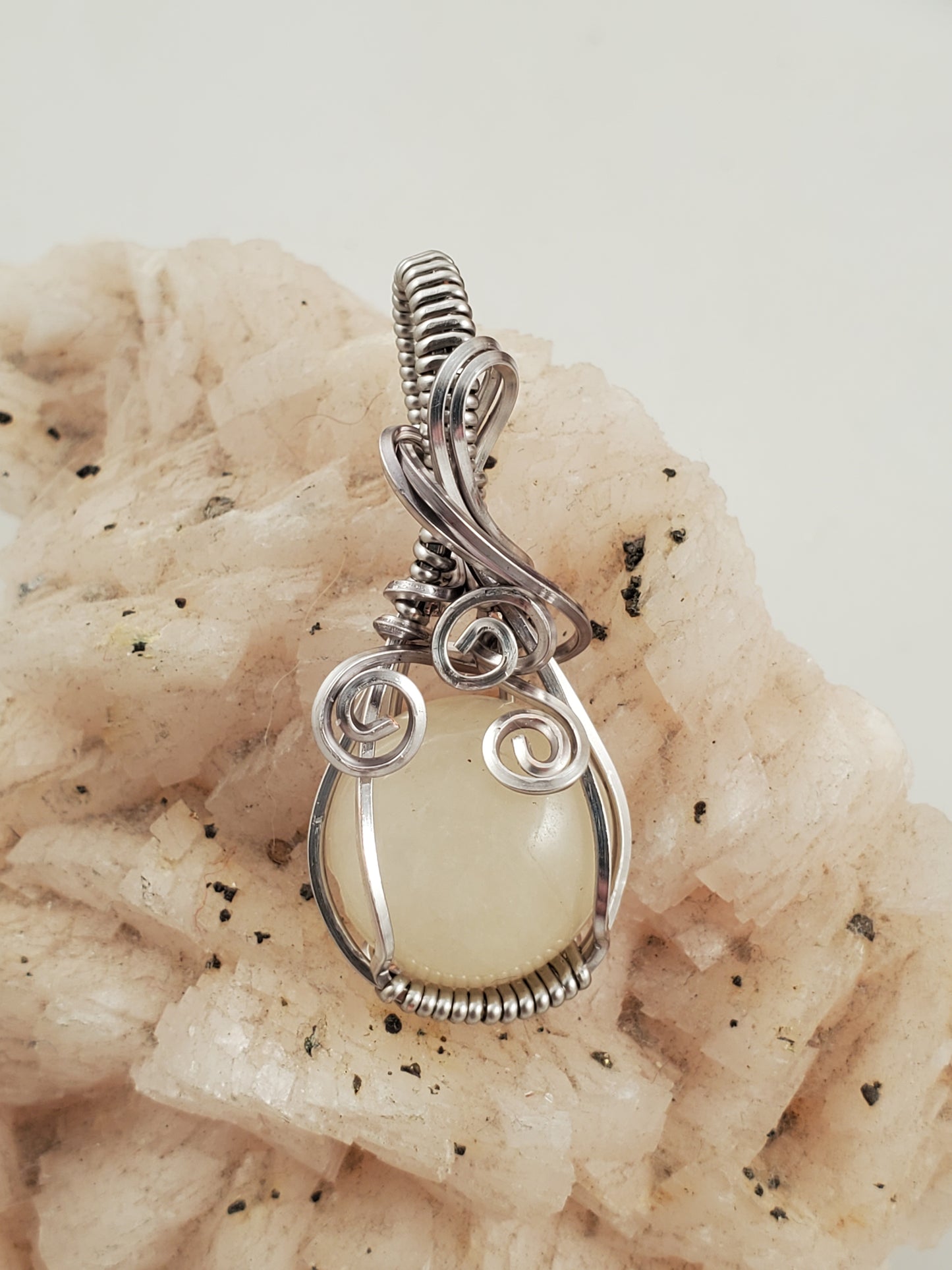 Milky Quartz Silver Wire Wrapped Mini Pendant