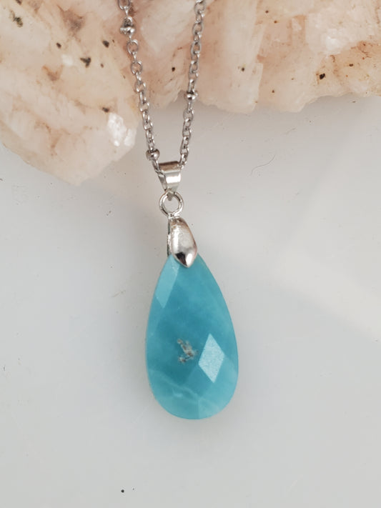 Faceted Amazonite Teardrop Pendant